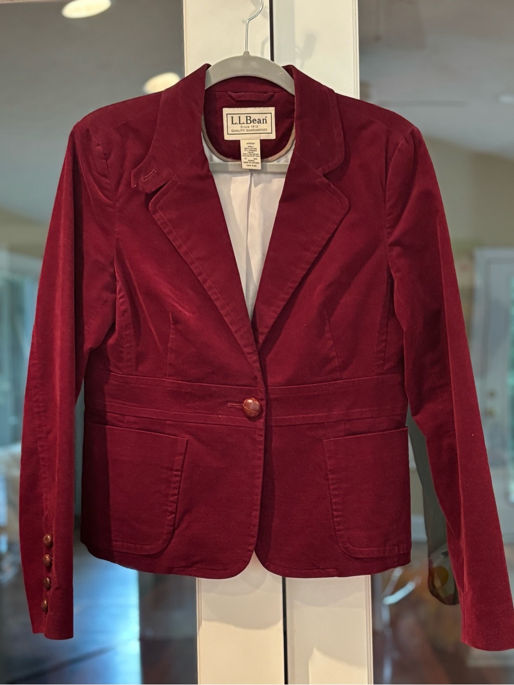 L.L. Bean Women's Vintage Velvet Blazer in Deep Burgundy